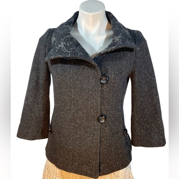 DIFFA Italian Designer Wool tweed jacket 70% wool Size S USA 6 - Picture 1 of 10